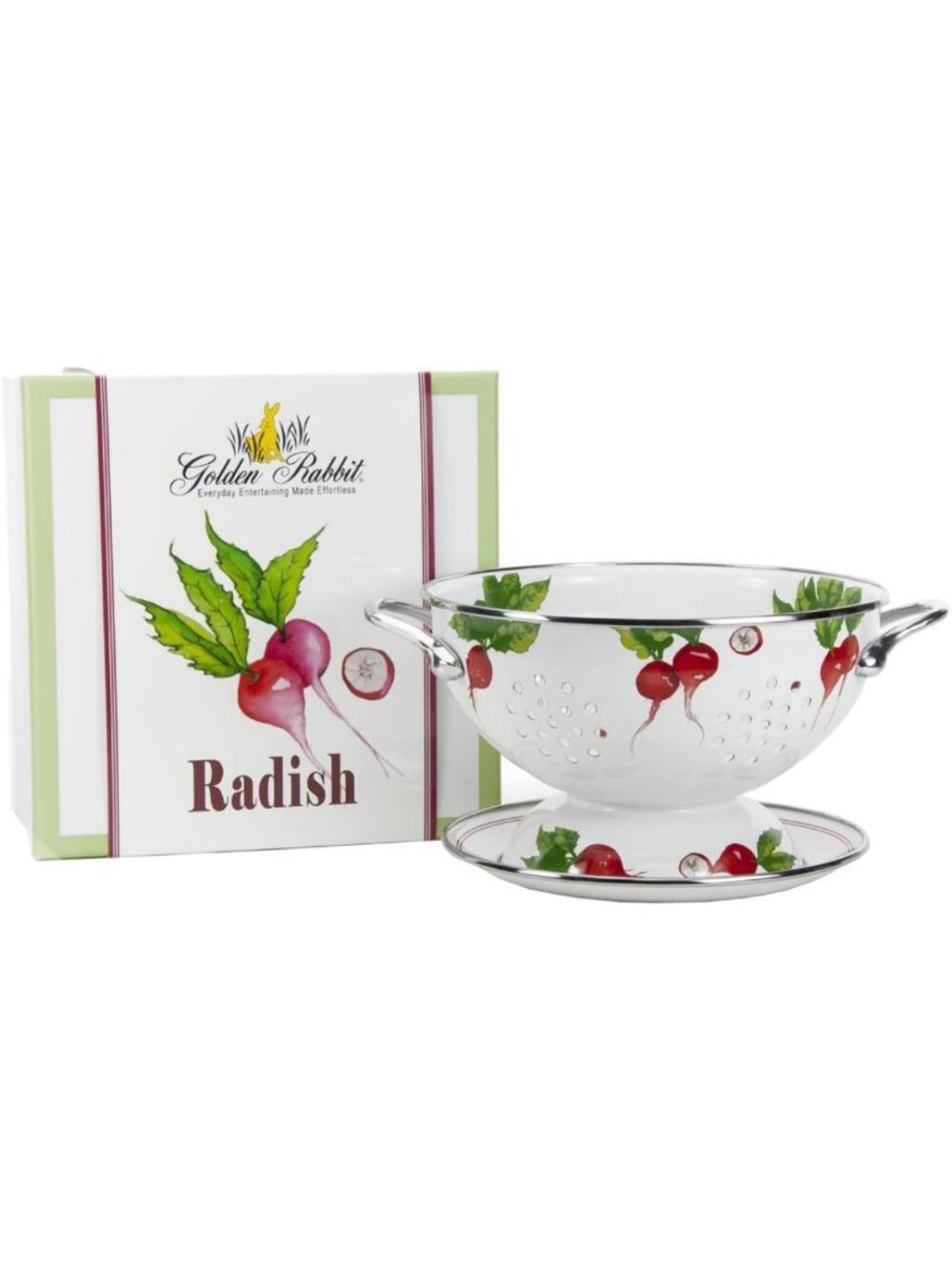 Charming Enamelware Colander & Drip Plate Set - Perfect Kitchen Gift, Radish